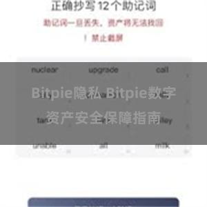 Bitpie隐私 Bitpie数字资产安全保障指南